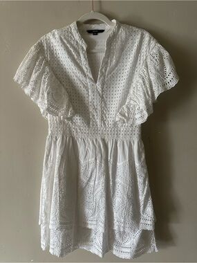 Vero Moda White Eyelet Flutter Sleeve  dress